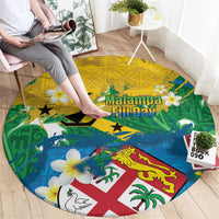 Malampa Fiji Day Round Carpet 10 October Together We Grow Grunge Tapa Motifs LT14 - Polynesian Pride
