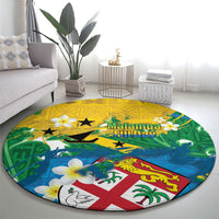 Malampa Fiji Day Round Carpet 10 October Together We Grow Grunge Tapa Motifs LT14 - Polynesian Pride
