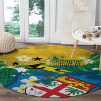 Malampa Fiji Day Round Carpet 10 October Together We Grow Grunge Tapa Motifs LT14 - Polynesian Pride