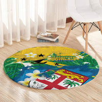 Malampa Fiji Day Round Carpet 10 October Together We Grow Grunge Tapa Motifs LT14 - Polynesian Pride