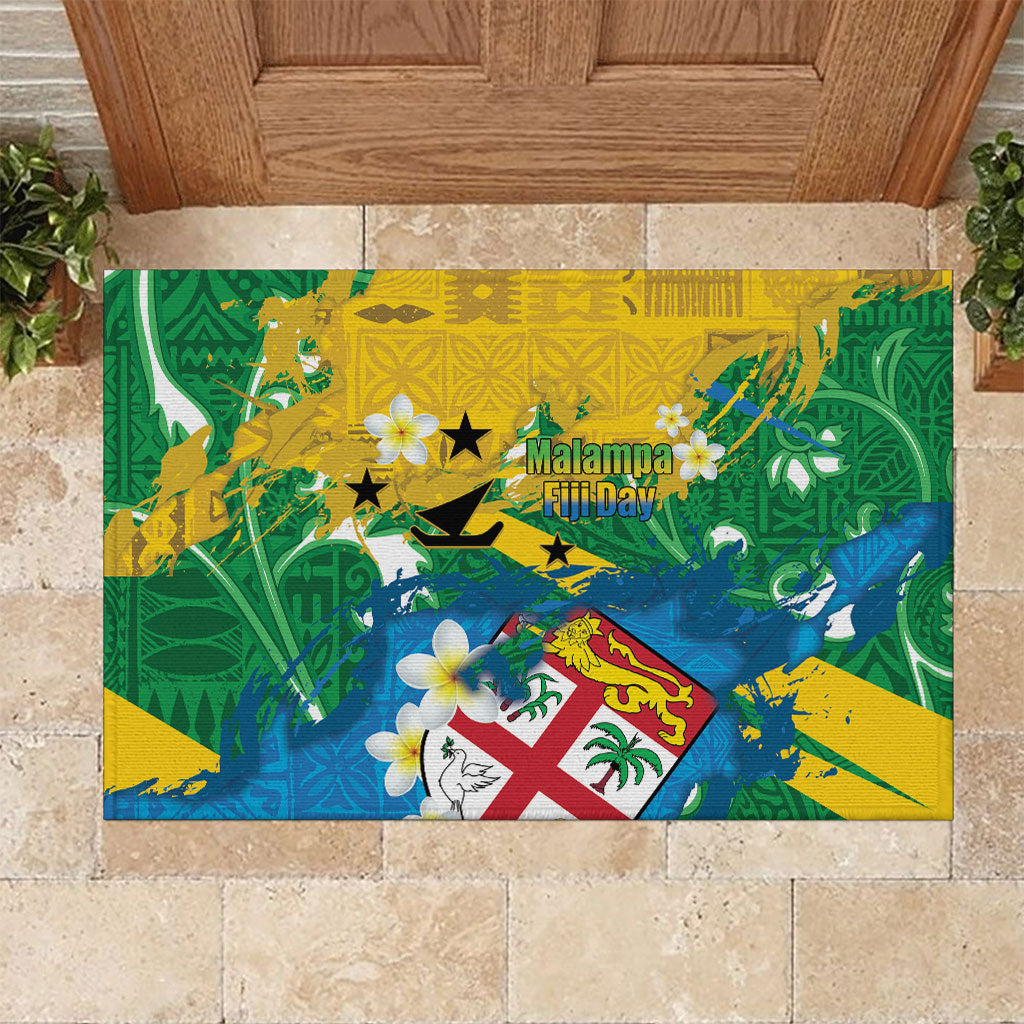 Malampa Fiji Day Rubber Doormat 10 October Together We Grow Grunge Tapa Motifs LT14 Multicolor - Polynesian Pride