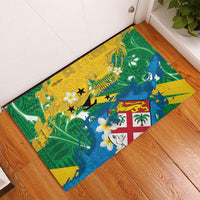 Malampa Fiji Day Rubber Doormat 10 October Together We Grow Grunge Tapa Motifs LT14 - Polynesian Pride