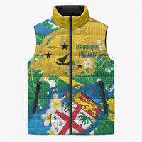 Malampa Fiji Day Sleeveless Puffer Jacket 10 October Together We Grow Grunge Tapa Motifs LT14 Unisex Multicolor - Polynesian Pride