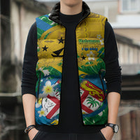 Malampa Fiji Day Sleeveless Puffer Jacket 10 October Together We Grow Grunge Tapa Motifs LT14 - Polynesian Pride