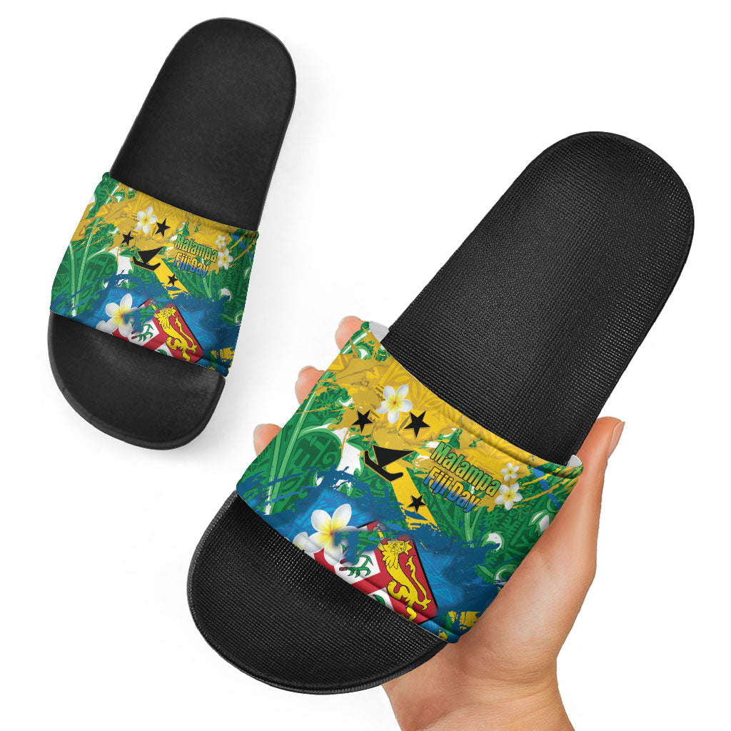 Malampa Fiji Day Slide Sandals 10 October Together We Grow Grunge Tapa Motifs LT14 - Polynesian Pride