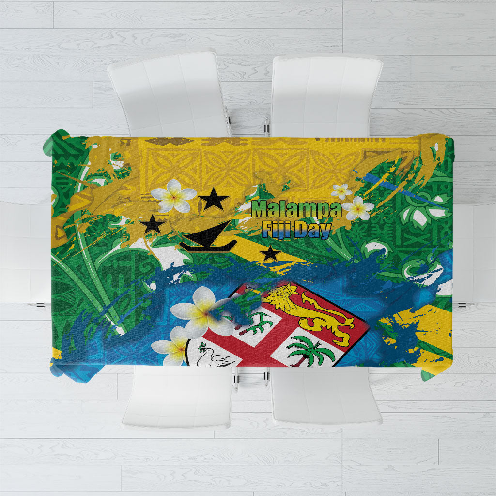 Malampa Fiji Day Tablecloth 10 October Together We Grow Grunge Tapa Motifs LT14 Multicolor - Polynesian Pride
