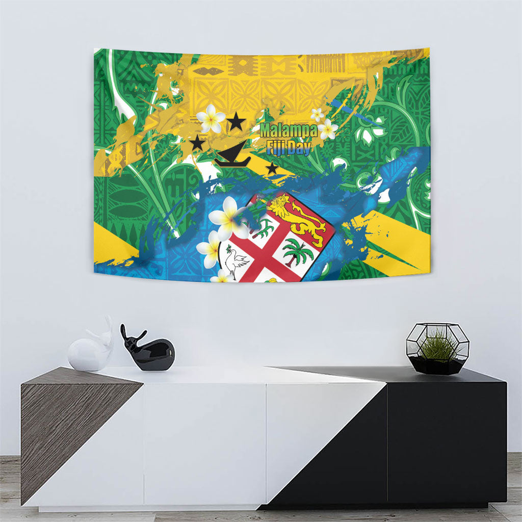 Malampa Fiji Day Tapestry 10 October Together We Grow Grunge Tapa Motifs LT14 - Polynesian Pride