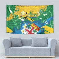 Malampa Fiji Day Tapestry 10 October Together We Grow Grunge Tapa Motifs LT14 - Polynesian Pride
