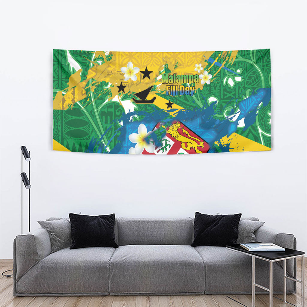 Malampa Fiji Day Tapestry 10 October Together We Grow Grunge Tapa Motifs LT14 - Polynesian Pride