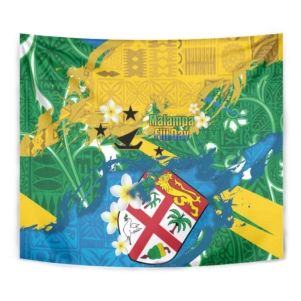 Malampa Fiji Day Tapestry 10 October Together We Grow Grunge Tapa Motifs LT14 - Polynesian Pride