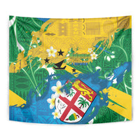 Malampa Fiji Day Tapestry 10 October Together We Grow Grunge Tapa Motifs LT14 - Polynesian Pride