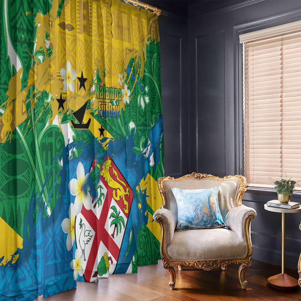 Malampa Fiji Day Window Curtain 10 October Together We Grow Grunge Tapa Motifs LT14 - Polynesian Pride