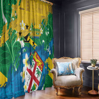 Malampa Fiji Day Window Curtain 10 October Together We Grow Grunge Tapa Motifs LT14 - Polynesian Pride
