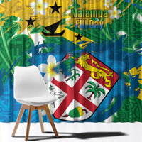 Malampa Fiji Day Window Curtain 10 October Together We Grow Grunge Tapa Motifs LT14 - Polynesian Pride