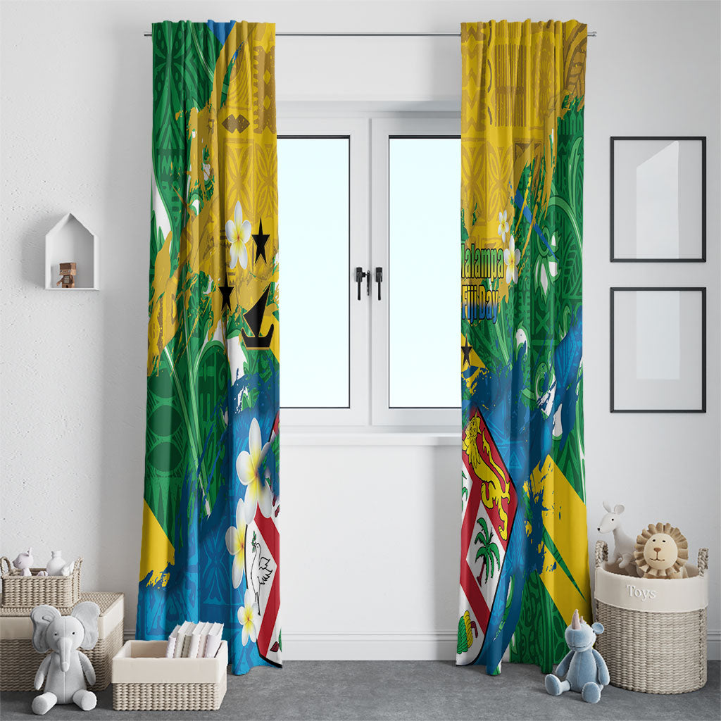 Malampa Fiji Day Window Curtain 10 October Together We Grow Grunge Tapa Motifs LT14 - Polynesian Pride