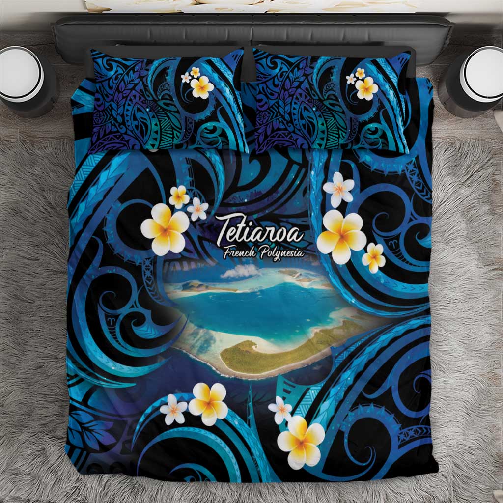 French Polynesia Tetiaroa Atoll Bedding Set Polynesian Curves Style LT14 Blue - Polynesian Pride