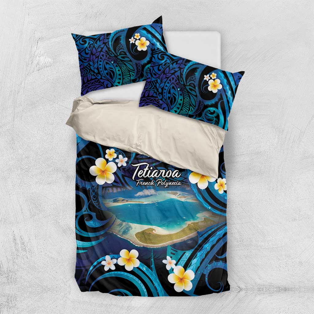 French Polynesia Tetiaroa Atoll Bedding Set Polynesian Curves Style LT14 US Twin 172cm x 218cm Blue - Polynesian Pride