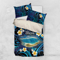 French Polynesia Tetiaroa Atoll Bedding Set Polynesian Curves Style LT14 US Twin 172cm x 218cm Blue - Polynesian Pride