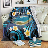 French Polynesia Tetiaroa Atoll Blanket Polynesian Curves Style LT14 Blue - Polynesian Pride