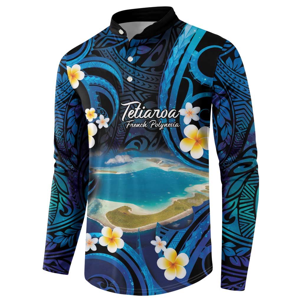 French Polynesia Tetiaroa Atoll Button Sweatshirt Polynesian Curves Style LT14 - Polynesian Pride