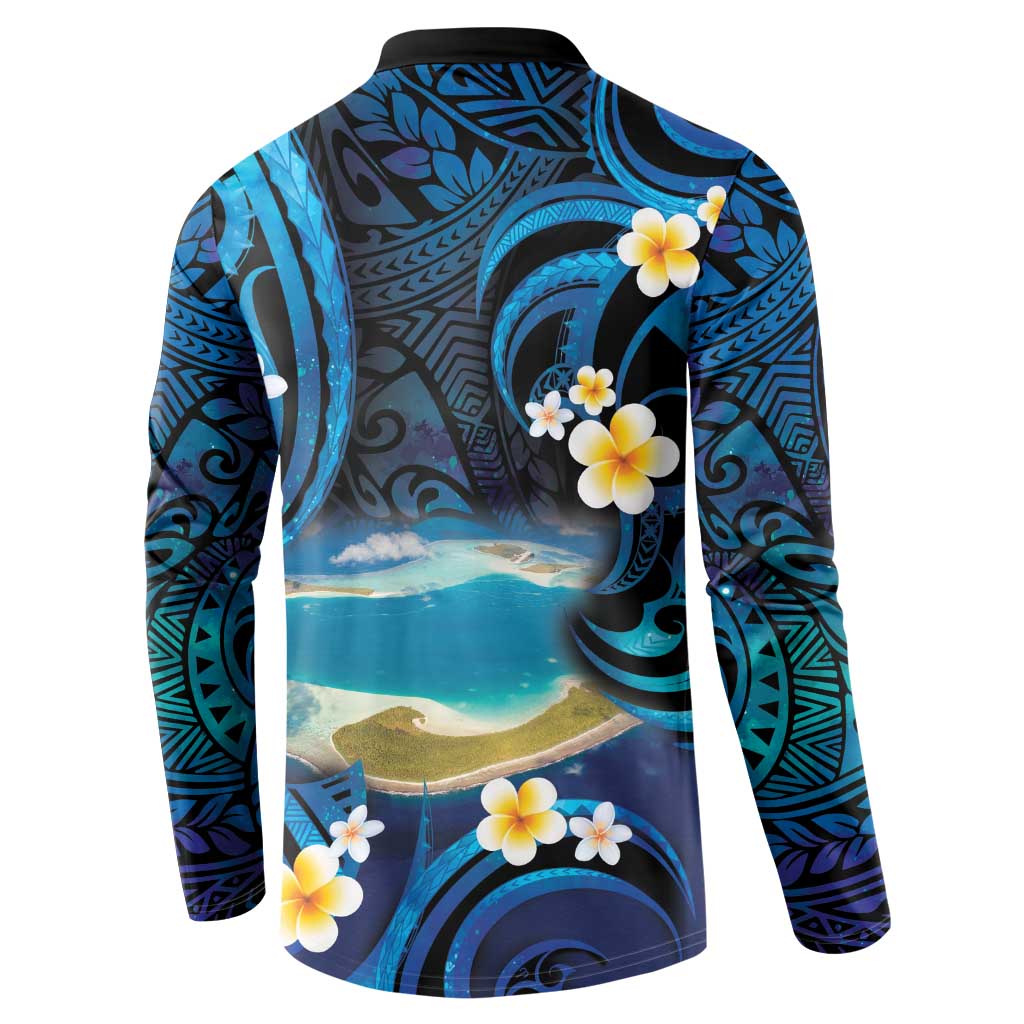 French Polynesia Tetiaroa Atoll Button Sweatshirt Polynesian Curves Style LT14 - Polynesian Pride