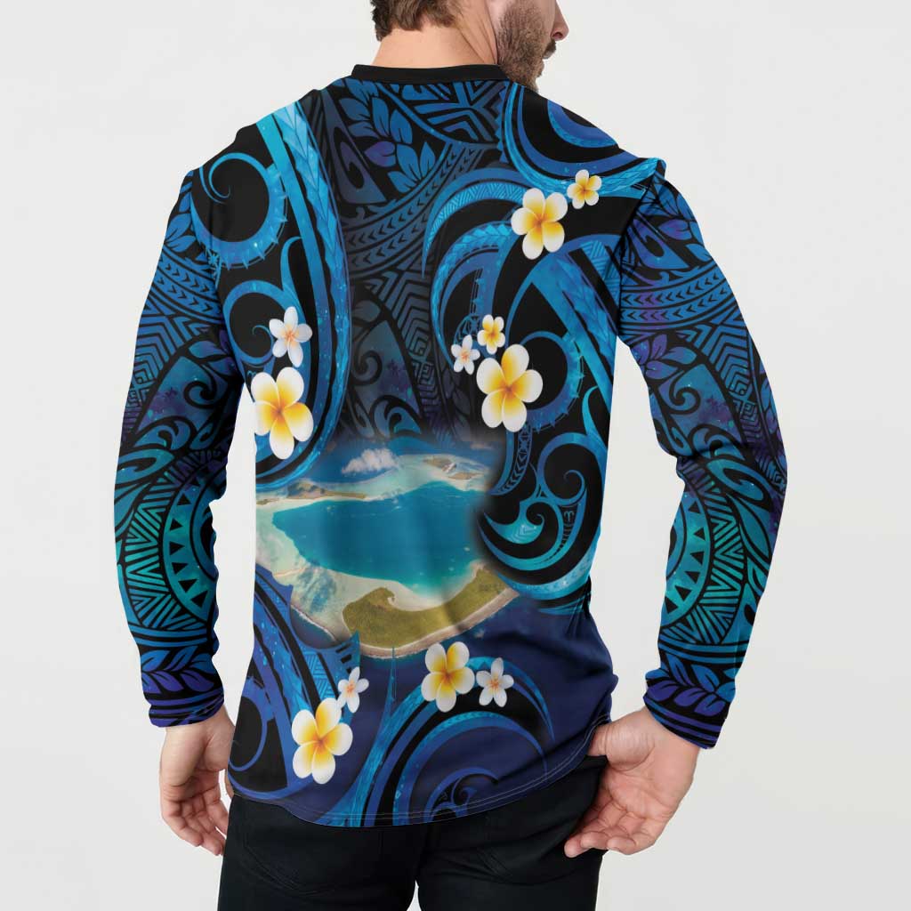 French Polynesia Tetiaroa Atoll Button Sweatshirt Polynesian Curves Style LT14 - Polynesian Pride