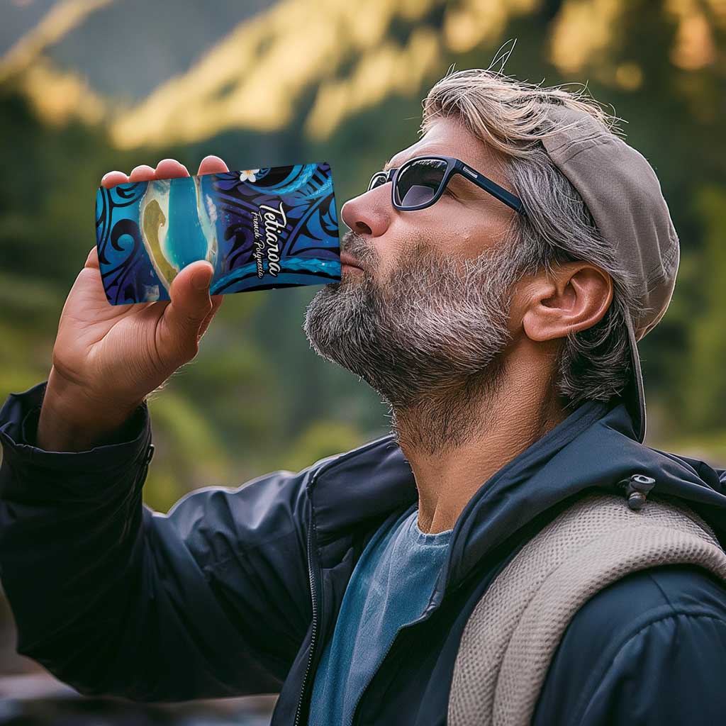 Personalised French Polynesia Tetiaroa Atoll 4 in 1 Can Cooler Tumbler Polynesian Curves Style