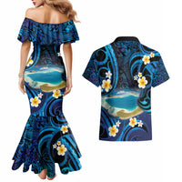 French Polynesia Tetiaroa Atoll Couples Matching Mermaid Dress and Hawaiian Shirt Polynesian Curves Style LT14 - Polynesian Pride