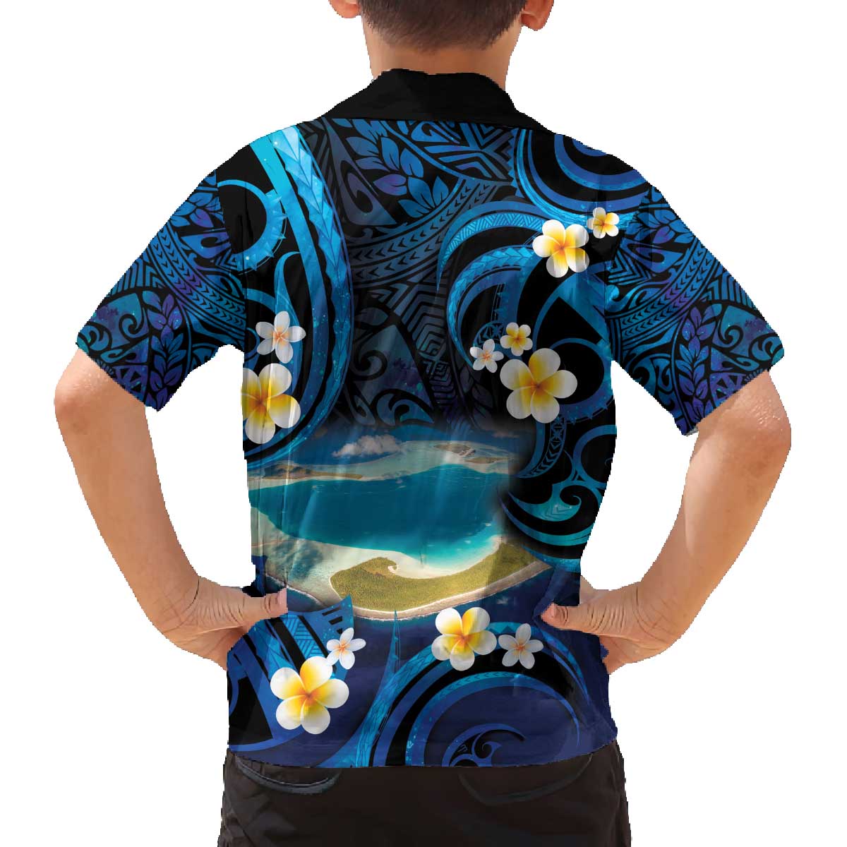 French Polynesia Tetiaroa Atoll Family Matching Off Shoulder Short Dress and Hawaiian Shirt Polynesian Curves Style LT14 - Polynesian Pride
