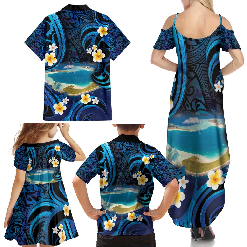 French Polynesia Tetiaroa Atoll Family Matching Summer Maxi Dress and Hawaiian Shirt Polynesian Curves Style LT14 - Polynesian Pride