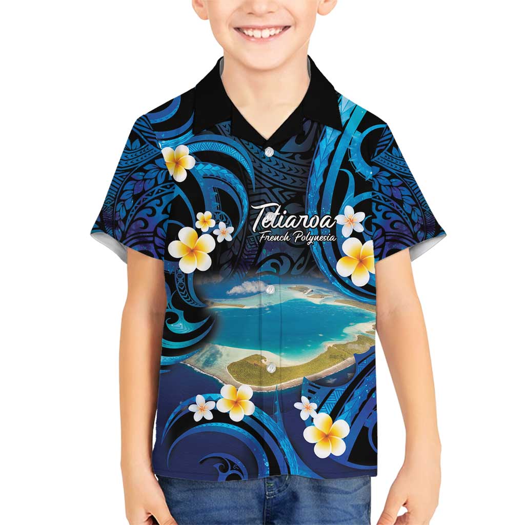 French Polynesia Tetiaroa Atoll Family Matching Summer Maxi Dress and Hawaiian Shirt Polynesian Curves Style LT14 Son's Shirt Blue - Polynesian Pride