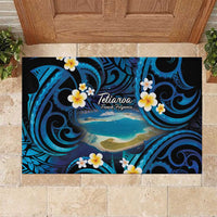 French Polynesia Tetiaroa Atoll Rubber Doormat Polynesian Curves Style LT14 Blue - Polynesian Pride