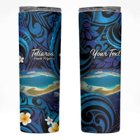 Personalised French Polynesia Tetiaroa Atoll Skinny Tumbler Polynesian Curves Style LT14 Blue - Polynesian Pride