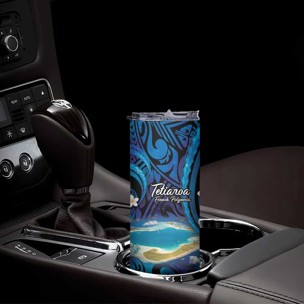 Personalised French Polynesia Tetiaroa Atoll Skinny Tumbler Polynesian Curves Style LT14 - Polynesian Pride