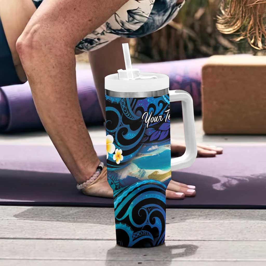 Personalised French Polynesia Tetiaroa Atoll Tumbler With Handle Polynesian Curves Style