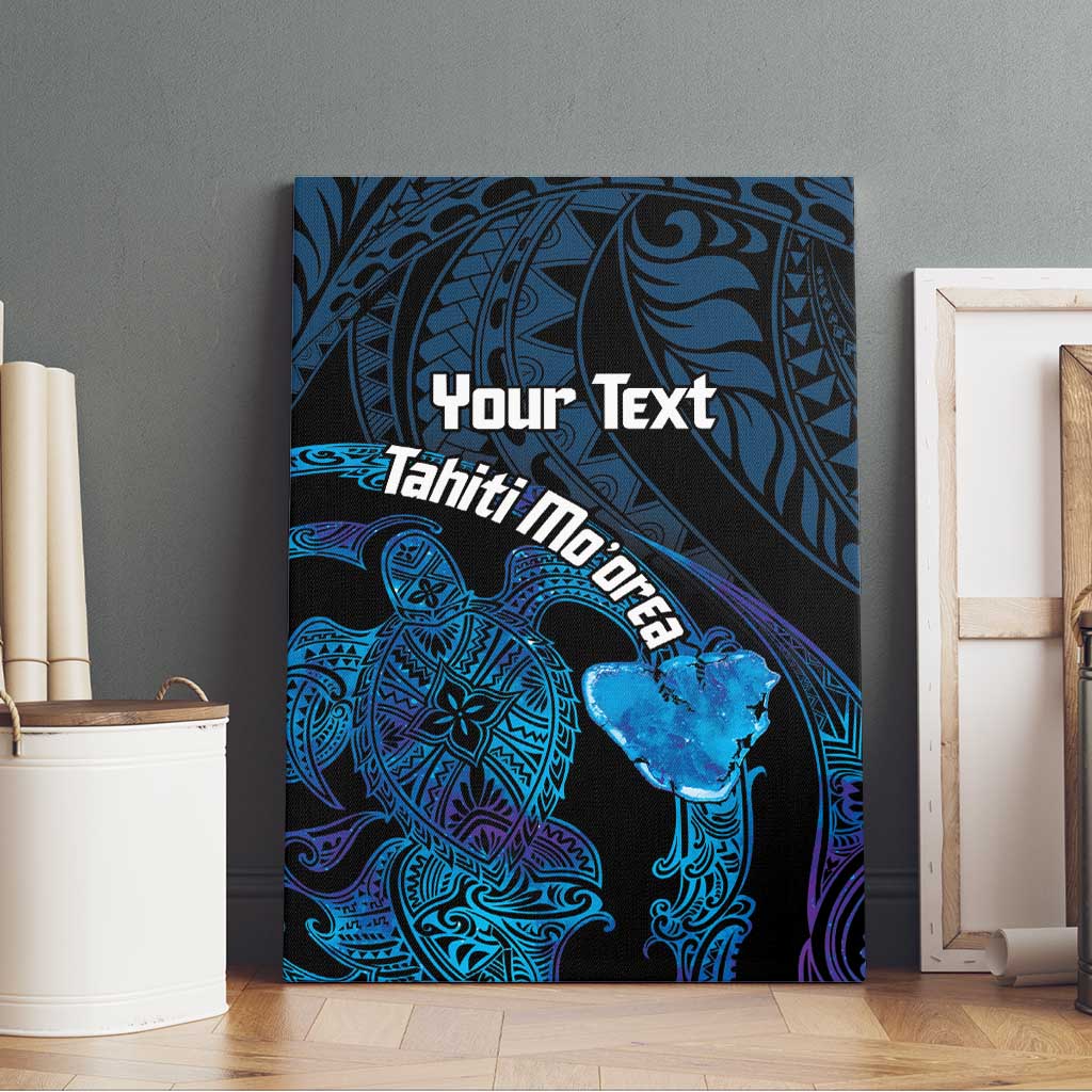 Personalised Tahiti Moorea Atoll Canvas Wall Art Polynesian Sea Turtle