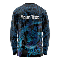 Personalised Tahiti Moorea Atoll Long Sleeve Shirt Polynesian Sea Turtle