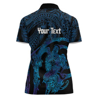 Personalised Tahiti Moorea Atoll Women Polo Shirt Polynesian Sea Turtle