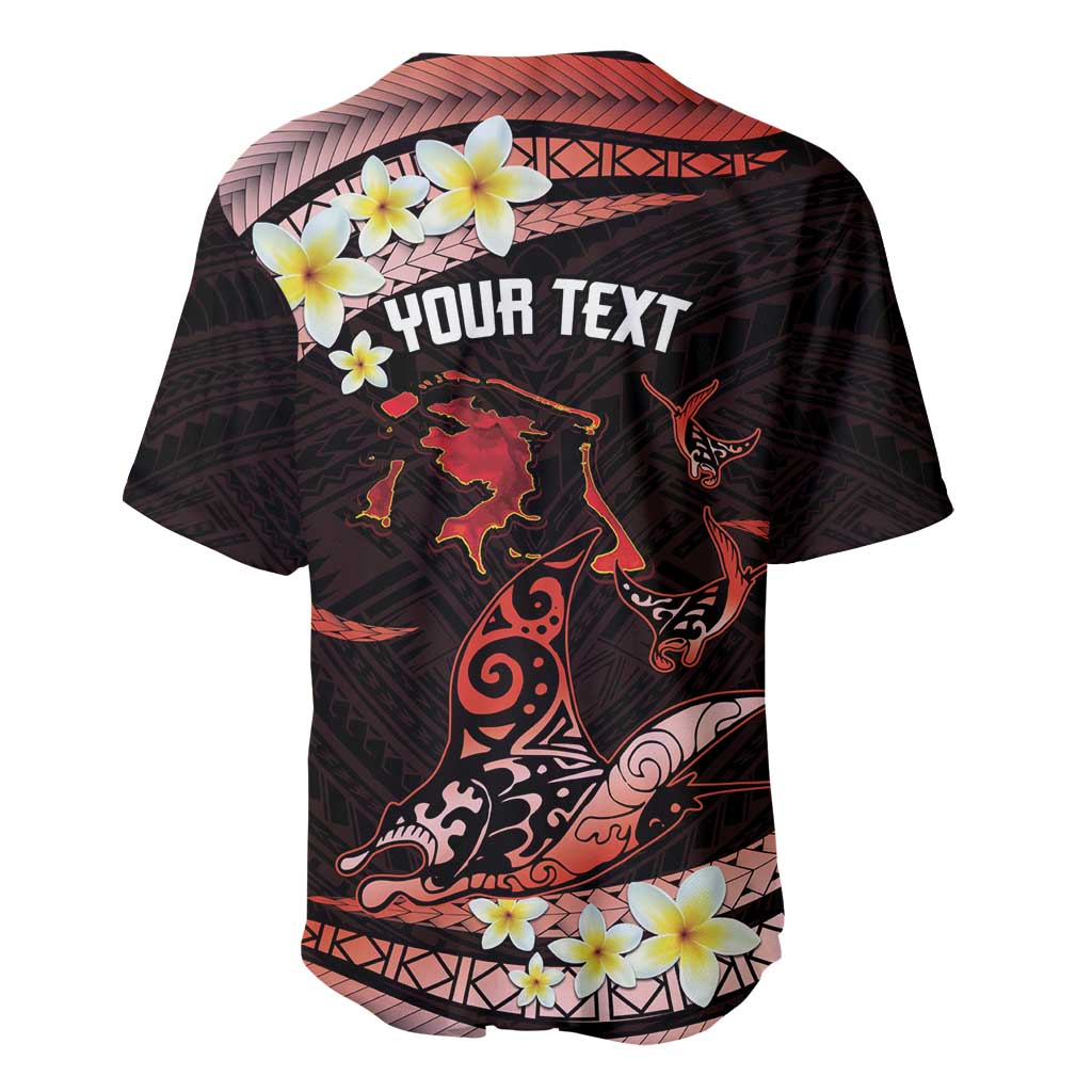 Personalised Tahiti Bora Bora Baseball Jersey Manta Rays With Polynesian Plumeria LT14 - Polynesian Pride