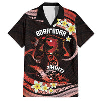 Personalised Tahiti Bora Bora Hawaiian Shirt Manta Rays With Polynesian Plumeria LT14 Red - Polynesian Pride