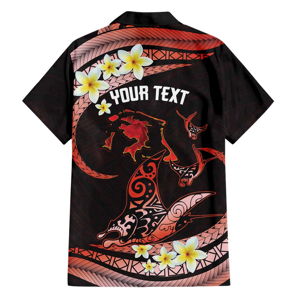 Personalised Tahiti Bora Bora Hawaiian Shirt Manta Rays With Polynesian Plumeria LT14 - Polynesian Pride