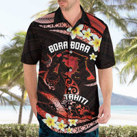 Personalised Tahiti Bora Bora Hawaiian Shirt Manta Rays With Polynesian Plumeria LT14 - Polynesian Pride