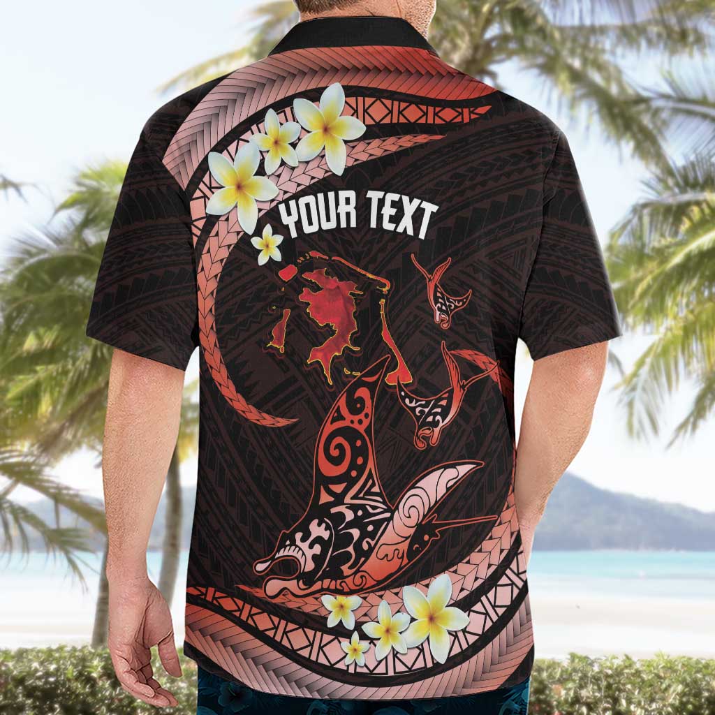 Personalised Tahiti Bora Bora Hawaiian Shirt Manta Rays With Polynesian Plumeria LT14 - Polynesian Pride