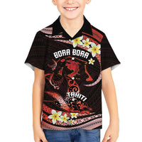 Personalised Tahiti Bora Bora Hawaiian Shirt Manta Rays With Polynesian Plumeria LT14 - Polynesian Pride
