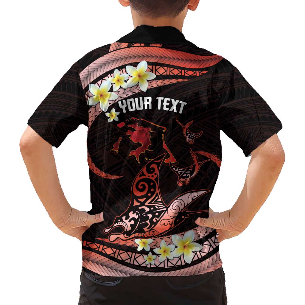 Personalised Tahiti Bora Bora Hawaiian Shirt Manta Rays With Polynesian Plumeria LT14 - Polynesian Pride