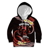 Personalised Tahiti Bora Bora Kid Hoodie Manta Rays With Polynesian Plumeria