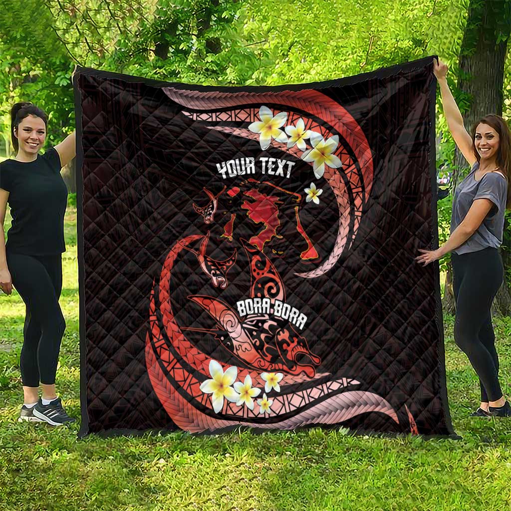 Personalised Tahiti Bora Bora Quilt Manta Rays With Polynesian Plumeria LT14 - Polynesian Pride