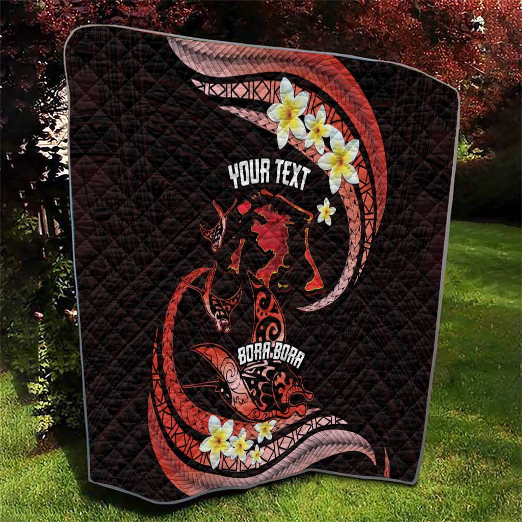 Personalised Tahiti Bora Bora Quilt Manta Rays With Polynesian Plumeria LT14 - Polynesian Pride