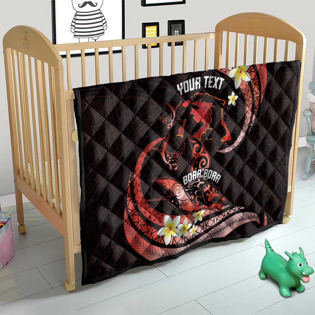 Personalised Tahiti Bora Bora Quilt Manta Rays With Polynesian Plumeria LT14 - Polynesian Pride