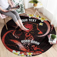 Personalised Tahiti Bora Bora Round Carpet Manta Rays With Polynesian Plumeria